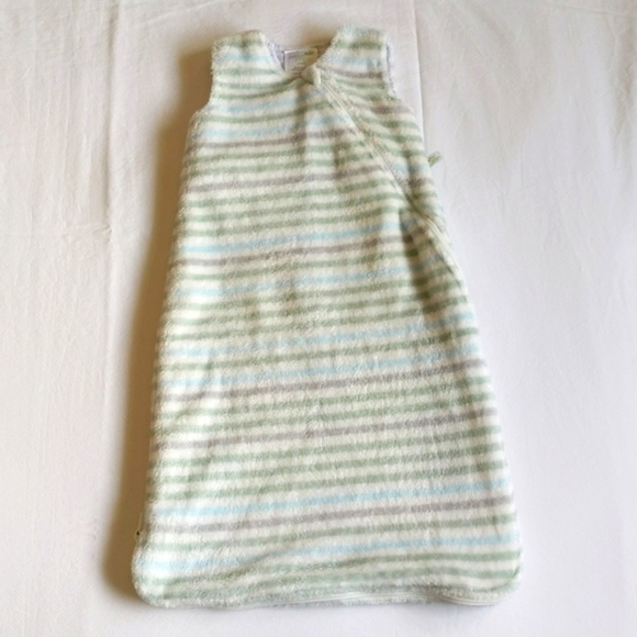 perlim pinpin fluffy striped fleece zip-up sleep sack 0-6 months baby 1.5 TOGS - Picture 1 of 8